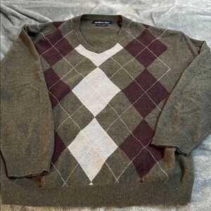 Northern Isles Men's Argyle V-Neck 2-ply Cashmere Sweater - XXL